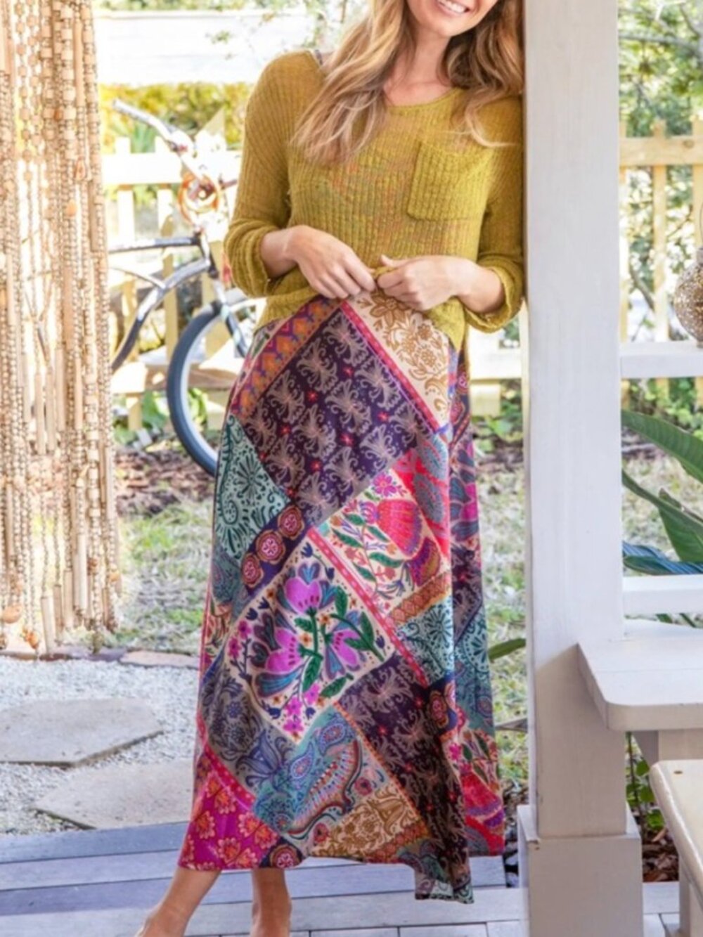 NATURAL LIFE Gracie Slip Maxi Dress Boho Blooms Patchwork Multicolor Sz M - Picture 16 of 16